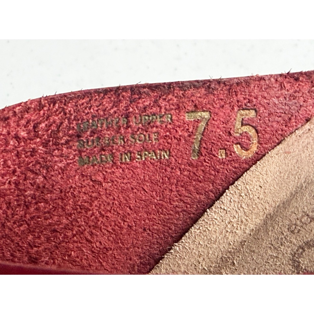 Yokono Red Leather Wedge Platform Sandals Slip On Cork Women's 7.5 Spain - Picture 8 of 8